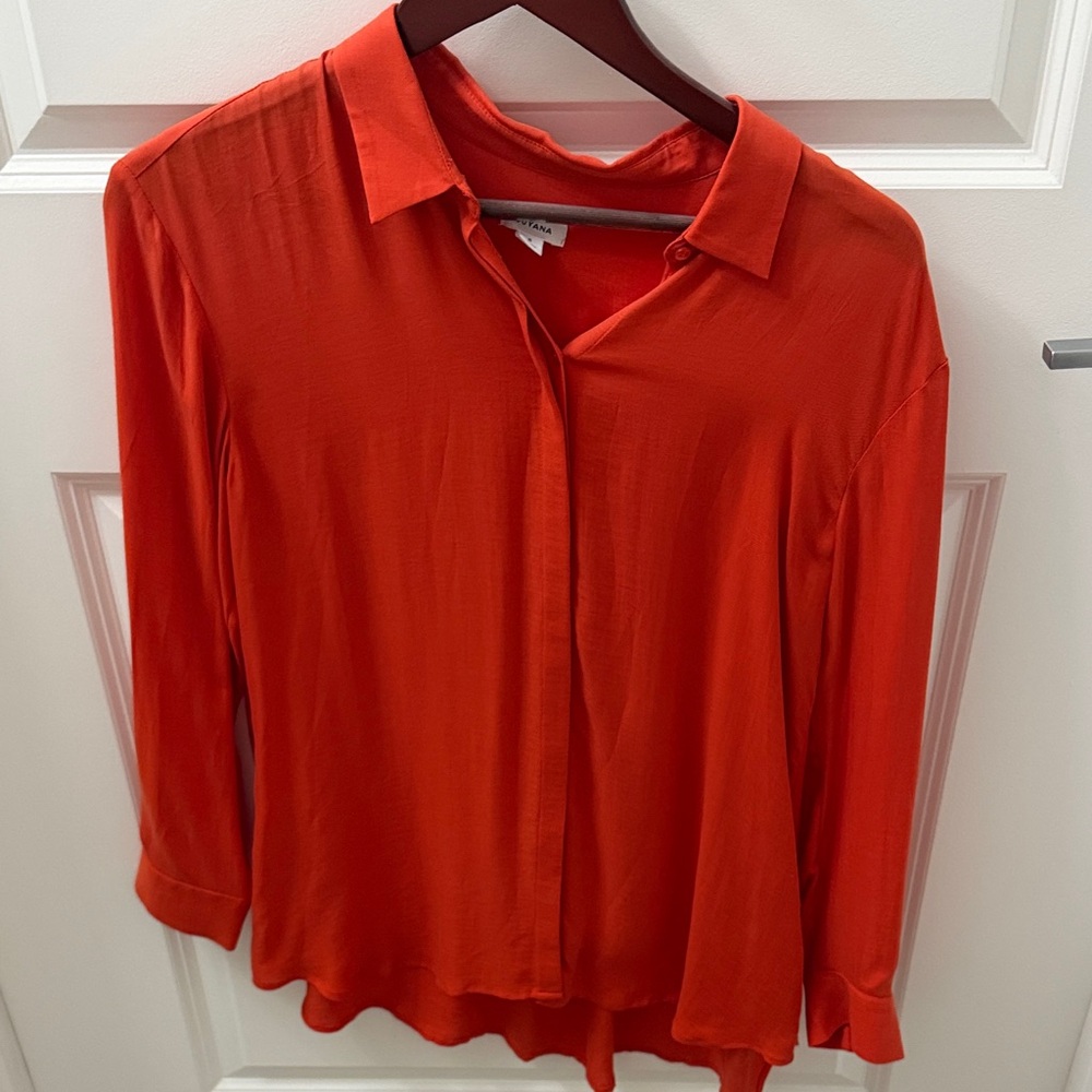 Cuyana Bright Red Button Down Shirt